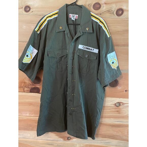 Regal Military Mens green combat shirt. Patches. Size 3X. Theatre play costume - Picture 1 of 8